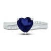 Thumbnail Image 2 of Blue Lab-Created Sapphire & Diamond Heart Promise Ring 1/10 ct tw Round-cut Sterling Silver