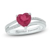Thumbnail Image 1 of Lab-Created Ruby & Diamond Heart Promise Ring 1/10 ct tw Round-cut Sterling Silver