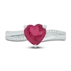 Thumbnail Image 2 of Lab-Created Ruby & Diamond Heart Promise Ring 1/10 ct tw Round-cut Sterling Silver