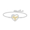 Thumbnail Image 1 of White Lab-Created Sapphire &quot;Sweet 16&quot; Bolo Bracelet Sterling Silver & 10K Yellow Gold 9.5&quot;