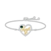 Lab-Created Emerald & White Lab-Created Sapphire "Sweet 16" Bolo Bracelet Sterling Silver & 10K Yellow Gold 9.5"
