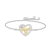 Thumbnail Image 1 of Lab-Created Opal & White Lab-Created Sapphire &quot;Sweet 16&quot; Bolo Bracelet Sterling Silver & 10K Yellow Gold 9.5&quot;