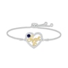 Thumbnail Image 0 of Blue & White Lab-Created Sapphire "Sweet 16" Bolo Bracelet Sterling Silver & 10K Yellow Gold 9.5"