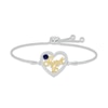 Thumbnail Image 1 of Blue & White Lab-Created Sapphire &quot;Sweet 16&quot; Bolo Bracelet Sterling Silver & 10K Yellow Gold 9.5&quot;