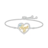 Thumbnail Image 1 of Aquamarine & White Lab-Created Sapphire &quot;Sweet 16&quot; Bolo Bracelet Sterling Silver & 10K Yellow Gold 9.5&quot;