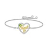 Thumbnail Image 1 of Peridot & White Lab-Created Sapphire &quot;Sweet 16&quot; Bolo Bracelet Sterling Silver & 10K Yellow Gold 9.5&quot;