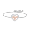 Thumbnail Image 1 of White Lab-Created Sapphire &quot;Sweet 16&quot; Bolo Bracelet Sterling Silver & 10K Rose Gold 9.5&quot;
