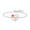 Lab-Created Ruby & White Lab-Created Sapphire "Sweet 16" Bolo Bracelet Sterling Silver & 10K Rose Gold 9.5"