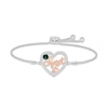 Thumbnail Image 0 of Lab-Created Emerald & White Lab-Created Sapphire "Sweet 16" Bolo Bracelet Sterling Silver & 10K Rose Gold 9.5"