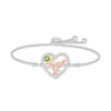 Peridot & White Lab-Created Sapphire "Sweet 16" Bolo Bracelet Sterling Silver & 10K Rose Gold 9.5"