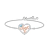 Thumbnail Image 0 of Swiss Blue Topaz & White Lab-Created Sapphire "Sweet 16" Bolo Bracelet Sterling Silver & 10K Rose Gold 9.5"