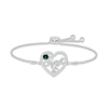 Lab-Created Emerald & White Lab-Created Sapphire "Sweet 16" Bolo Bracelet Sterling Silver 9.5"