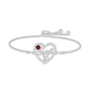 Thumbnail Image 1 of Garnet & White Lab-Created Sapphire &quot;Sweet 16&quot; Bolo Bracelet Sterling Silver 9.5&quot;