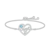 Thumbnail Image 1 of Swiss Blue Topaz & White Lab-Created Sapphire "Sweet 16" Bolo Bracelet Sterling Silver 9.5"