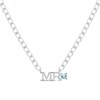 Thumbnail Image 1 of Men's Aquamarine "Mr." Cuban Chain Necklace Sterling Silver 20"