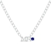Thumbnail Image 1 of Men's Blue Lab-Created Sapphire &quot;Mr.&quot; Cuban Chain Necklace Sterling Silver 20&quot;