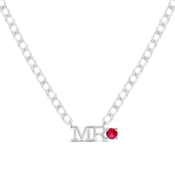 Men's Lab-Created Ruby "Mr." Cuban Chain Necklace Sterling Silver 20