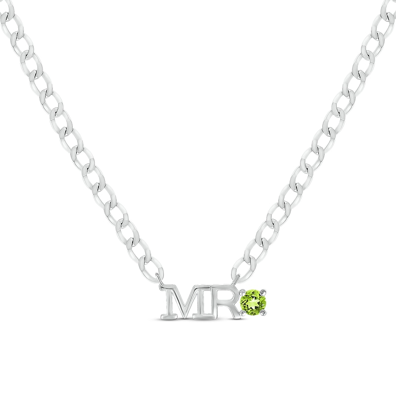 Main Image 1 of Men's Peridot &quot;Mr.&quot; Cuban Chain Necklace Sterling Silver 20&quot;
