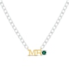 Thumbnail Image 1 of Men's Lab-Created Emerald &quot;Mr.&quot; Cuban Chain Necklace Sterling Silver & 10K Yellow Gold 20&quot;