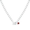 Thumbnail Image 1 of Men's Garnet &quot;Mr.&quot; Cuban Chain Necklace Sterling Silver 20&quot;