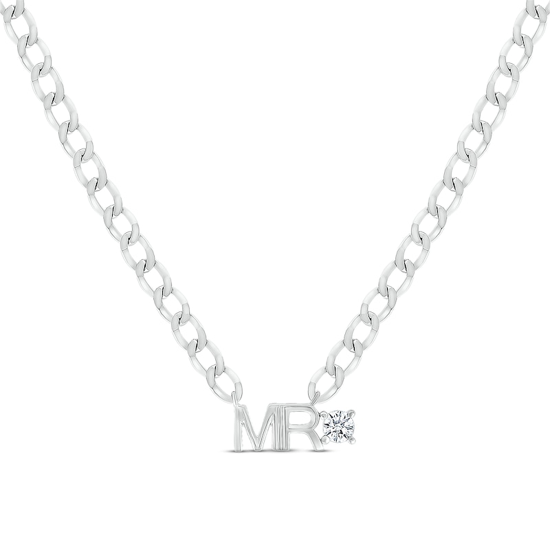 Men's White Lab-Created Sapphire "Mr." Cuban Chain Necklace Sterling Silver 20"