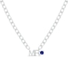 Thumbnail Image 1 of Men's Blue Lab-Created Sapphire &quot;Mr.&quot; Cuban Chain Necklace Sterling Silver 20&quot;