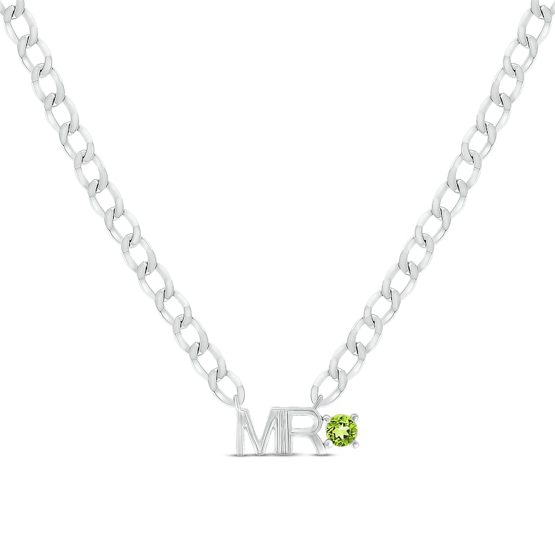 Main Image 1 of Men's Peridot &quot;Mr.&quot; Cuban Chain Necklace Sterling Silver 20&quot;