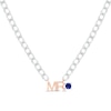 Thumbnail Image 1 of Men's Blue Lab-Created Sapphire &quot;Mr.&quot; Cuban Chain Necklace Sterling Silver & 10K Rose Gold 20&quot;