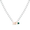 Thumbnail Image 1 of Men's Lab-Created Emerald &quot;Mr.&quot; Cuban Chain Necklace Sterling Silver & 10K Rose Gold 20&quot;