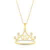 Thumbnail Image 0 of White Lab-Created Sapphire Quinceañera Crown Necklace 10K Yellow Gold 18"