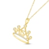 Thumbnail Image 1 of White Lab-Created Sapphire Quinceañera Crown Necklace 10K Yellow Gold 18"