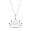 Thumbnail Image 0 of Amethyst & White Lab-Created Sapphire Quinceañera Crown Necklace Sterling Silver 18"