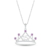 Thumbnail Image 1 of Amethyst & White Lab-Created Sapphire Quinceañera Crown Necklace Sterling Silver 18&quot;
