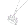 Thumbnail Image 1 of Amethyst & White Lab-Created Sapphire Quinceañera Crown Necklace Sterling Silver 18"