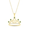 Thumbnail Image 0 of Lab-Created Emerald & White Lab-Created Sapphire Quinceañera Crown Necklace 10K Yellow Gold 18"