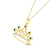 Thumbnail Image 1 of Lab-Created Emerald & White Lab-Created Sapphire Quinceañera Crown Necklace 10K Yellow Gold 18"