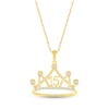 Thumbnail Image 1 of Lab-Created Opal & White Lab-Created Sapphire Quinceañera Crown Necklace 10K Yellow Gold 18&quot;