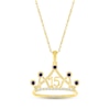 Thumbnail Image 1 of Blue & White Lab-Created Sapphire Quinceañera Crown Necklace 10K Yellow Gold 18&quot;