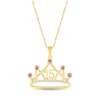 Thumbnail Image 1 of Amethyst & White Lab-Created Sapphire Quinceañera Crown Necklace 10K Yellow Gold 18&quot;