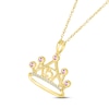 Thumbnail Image 1 of Amethyst & White Lab-Created Sapphire Quinceañera Crown Necklace 10K Yellow Gold 18"