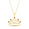 Thumbnail Image 0 of Garnet & White Lab-Created Sapphire Quinceañera Crown Necklace 10K Yellow Gold 18"