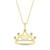 Thumbnail Image 1 of Swiss Blue Topaz & White Lab-Created Sapphire Quinceañera Crown Necklace 10K Yellow Gold 18"