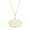 Thumbnail Image 1 of Aquamarine & White Lab-Created Sapphire Quinceañera Crown Necklace 10K Yellow Gold 18"