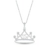 Thumbnail Image 1 of White Lab-Created Sapphire Quinceañera Crown Necklace Sterling Silver 18&quot;