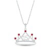 Thumbnail Image 1 of Lab-Created Ruby & White Lab-Created Sapphire Quinceañera Crown Necklace Sterling Silver 18&quot;
