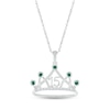 Thumbnail Image 0 of Lab-Created Emerald & White Lab-Created Sapphire Quinceañera Crown Necklace Sterling Silver 18"