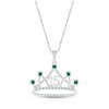 Thumbnail Image 0 of Lab-Created Emerald & White Lab-Created Sapphire Quinceañera Crown Necklace Sterling Silver 18"
