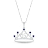 Thumbnail Image 1 of Blue & White Lab-Created Sapphire Quinceañera Crown Necklace Sterling Silver 18&quot;