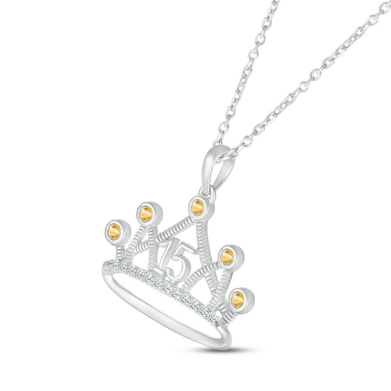 Main Image 2 of Citrine & White Lab-Created Sapphire Quinceañera Crown Necklace Sterling Silver 18"