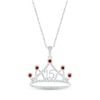 Thumbnail Image 1 of Garnet & White Lab-Created Sapphire Quinceañera Crown Necklace Sterling Silver 18"